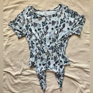 LOFT Floral Tie-Front Top